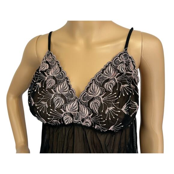 Cacique Lane Bryant Embroidered 2 Piece Babydoll Cami Set Black 1X/2X Plus Size - Picture 8 of 14